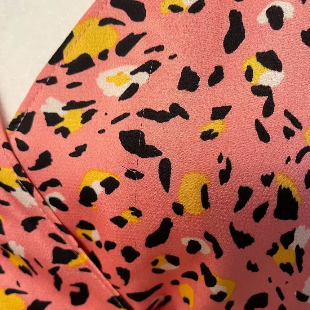 Leith Long Sleeve Cheetah Print Wrap Dress Sz S - Picture 9 of 9
